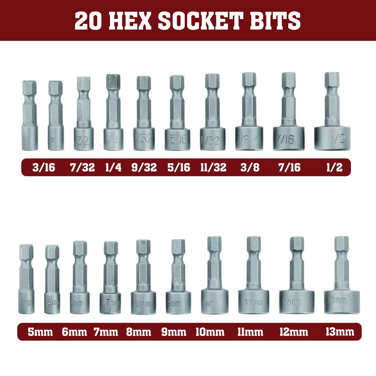 Superior Steel BH110-50PK Single End Hexagonal Screwdriver Bits - 1 Inch  Long - 1/8 Hex - 50
